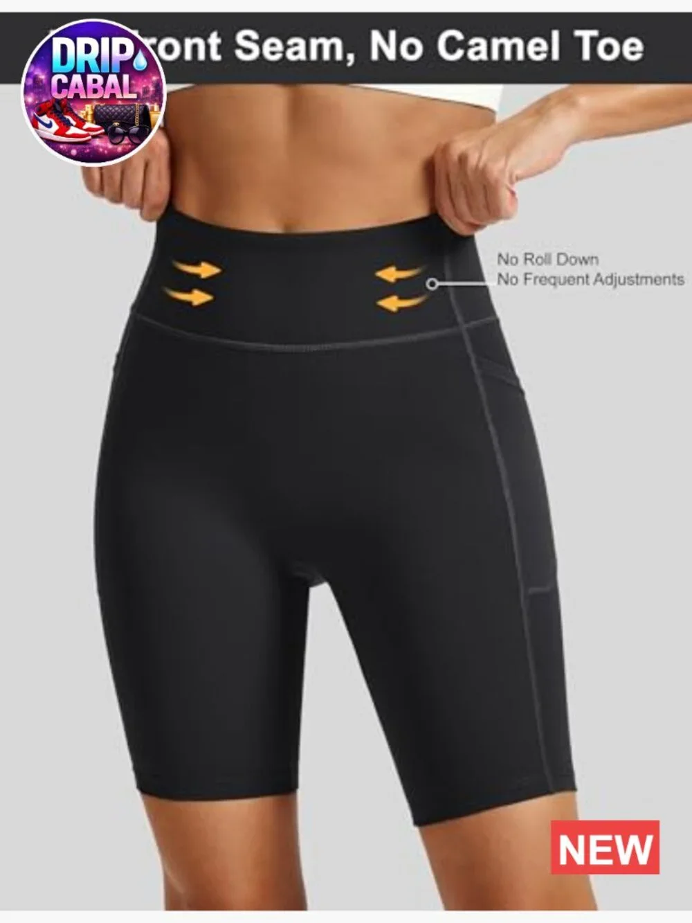 High Waisted Biker Shorts with Pockets Tummy Control No Front Seam 8